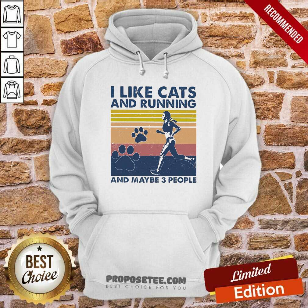 Vintage Retro I Like Cats And Running And Maybe 3 People Shirt - Image 2