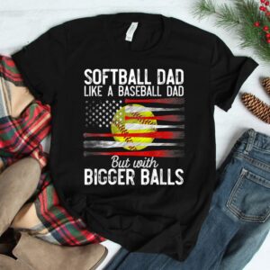 Vintage Softball Dad Like A Baseball Dad Us Flag Shirt