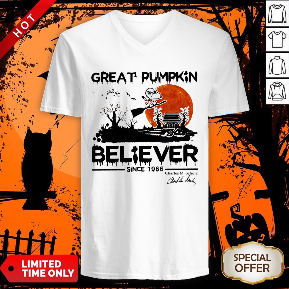 Vip Halloween Great Pumpkin Believer Since 1966 Charles M Schulz Signature Shirt - Image 2
