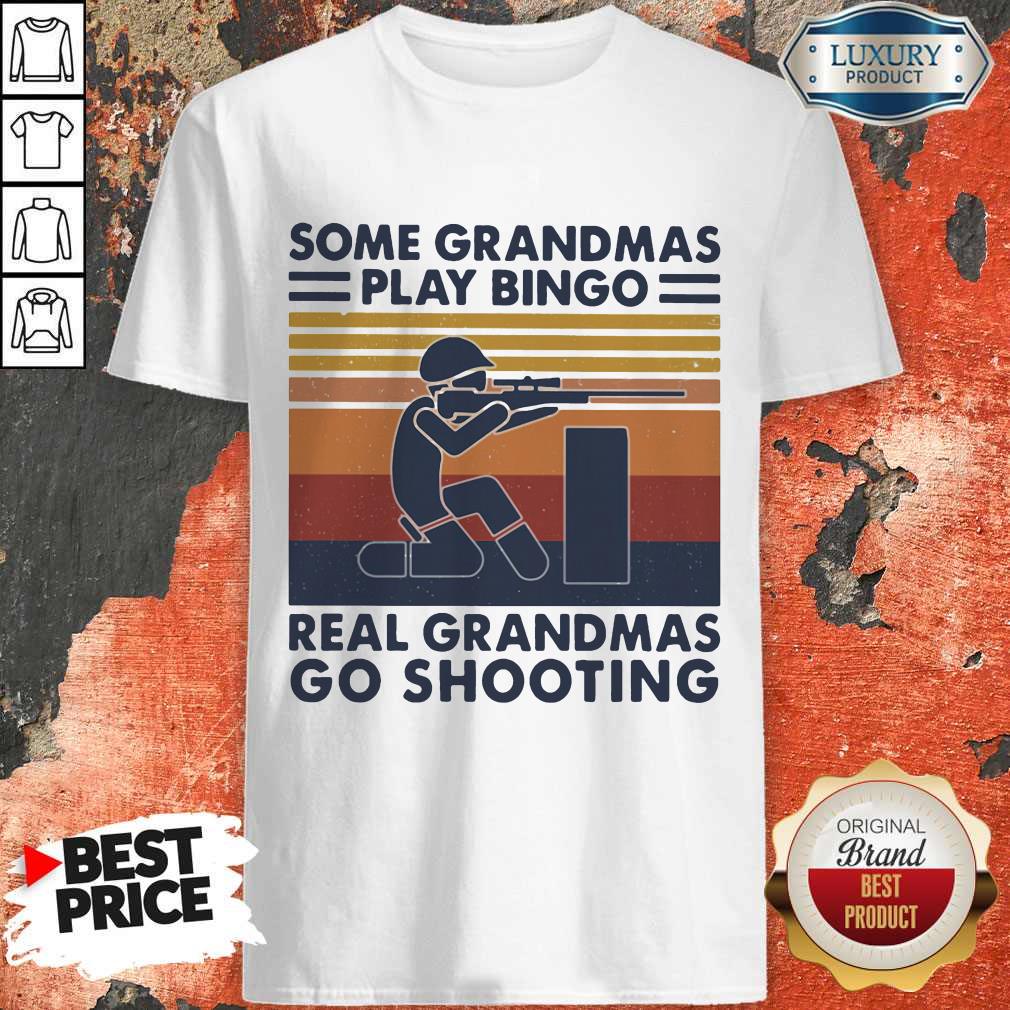 Vip Some Grandmas Play Bingo Real Grandmas Go Shooting Vintage Retro Shirt