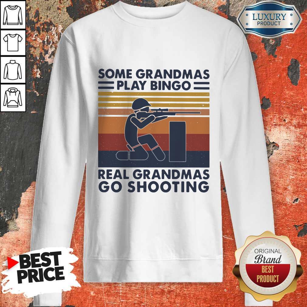 Vip Some Grandmas Play Bingo Real Grandmas Go Shooting Vintage Retro Shirt - Image 4