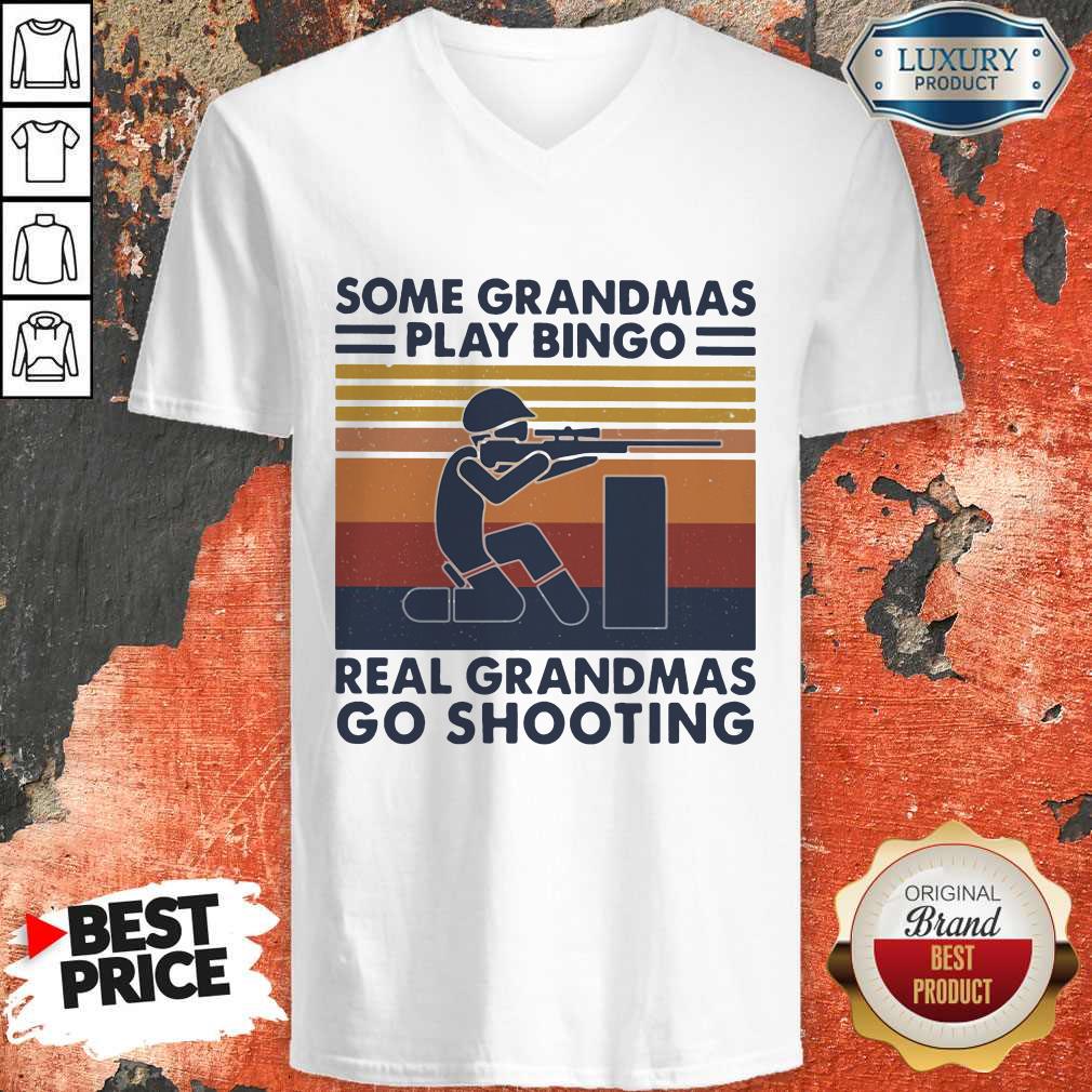 Vip Some Grandmas Play Bingo Real Grandmas Go Shooting Vintage Retro Shirt - Image 2