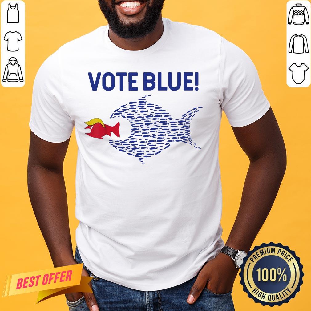Vote Blue Fish Eating Red Fish Trump Funny Political Meme Shirt