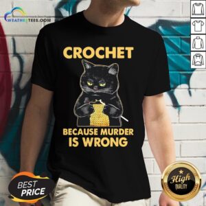 Alternative view of Waters Crochet Black Cat Murder Because Murder Is Wrong Shirt