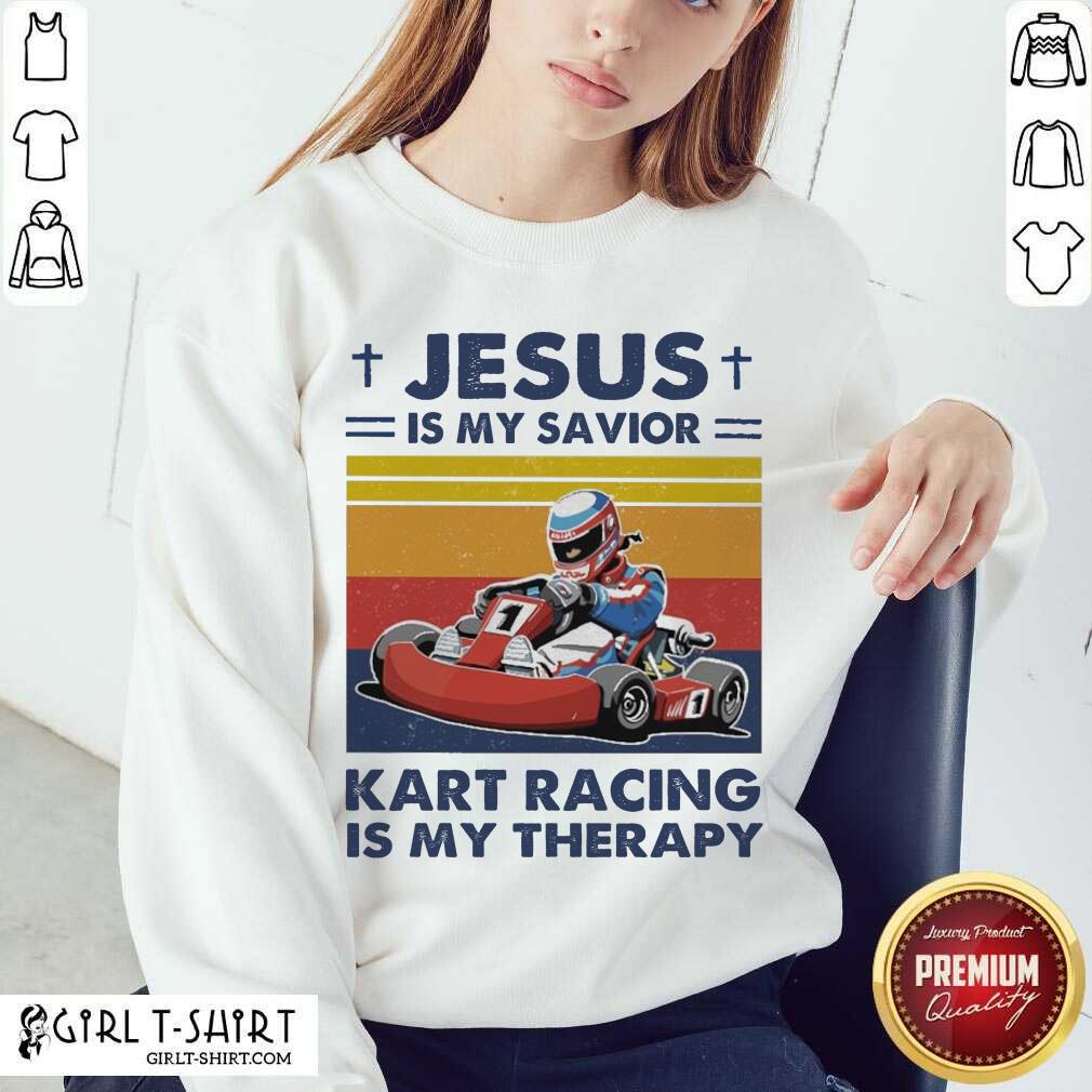 Well Jesus Is My Savior Kart Racing Is My Therapy Vintage Shirt - Image 4