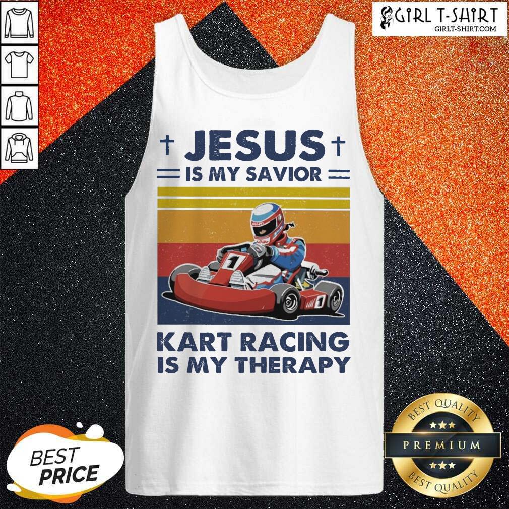 Well Jesus Is My Savior Kart Racing Is My Therapy Vintage Shirt - Image 3