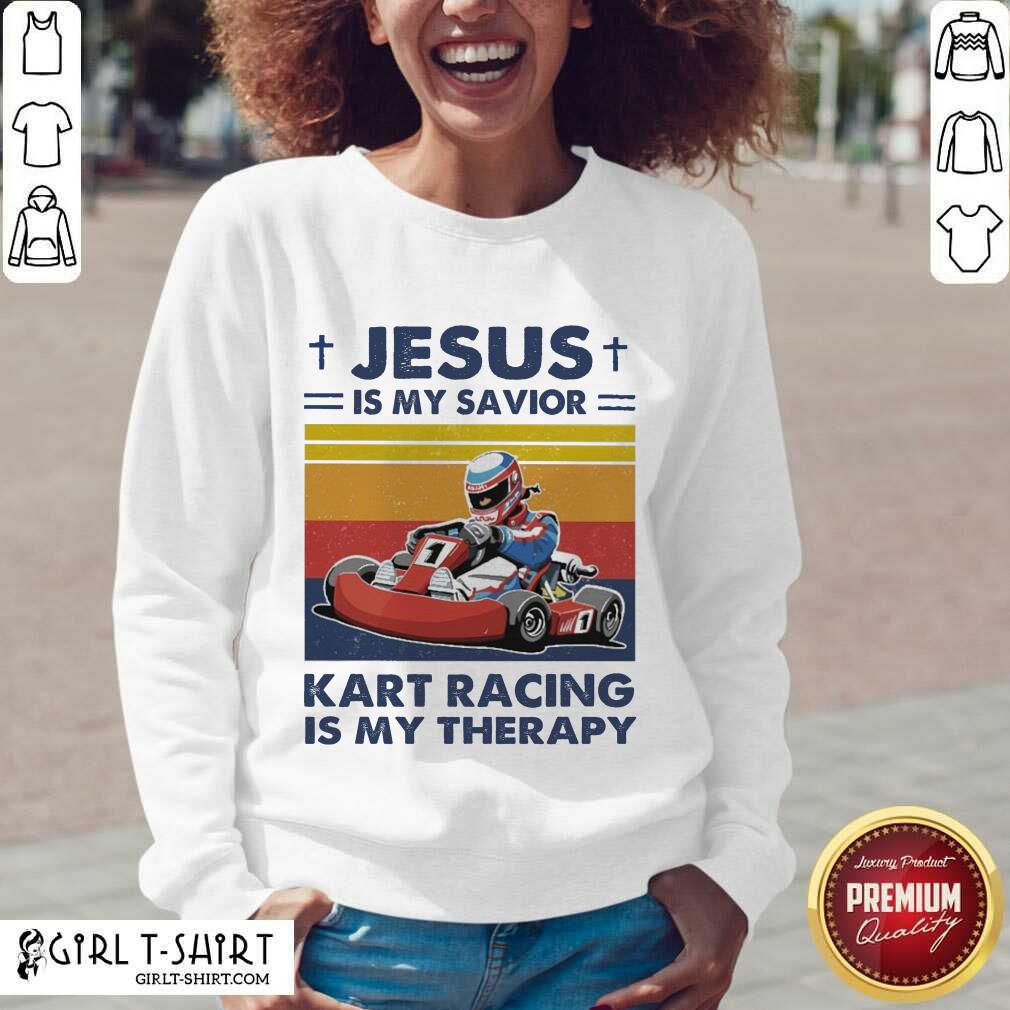 Well Jesus Is My Savior Kart Racing Is My Therapy Vintage Shirt - Image 2