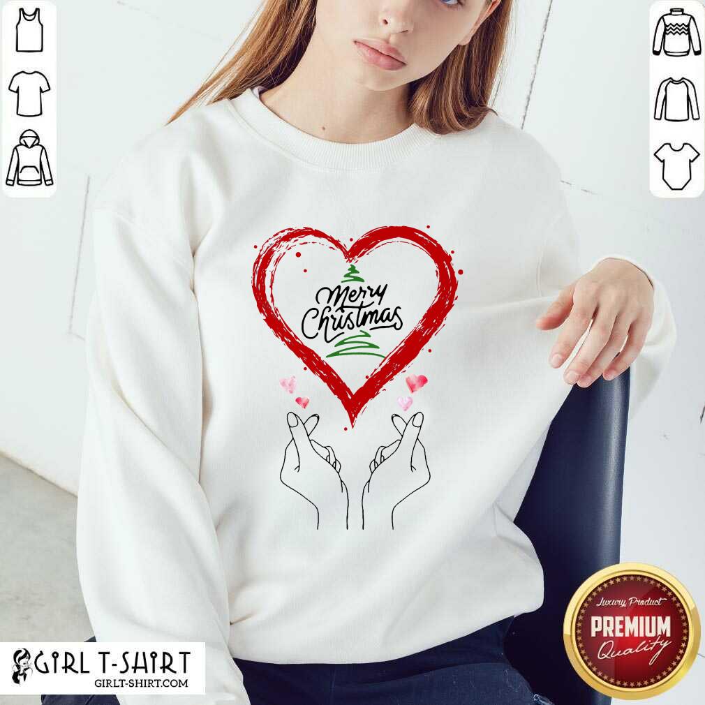 Well Merry Christmas Finger Heart Shirt - Image 5