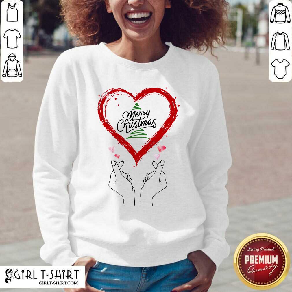 Well Merry Christmas Finger Heart Shirt - Image 3