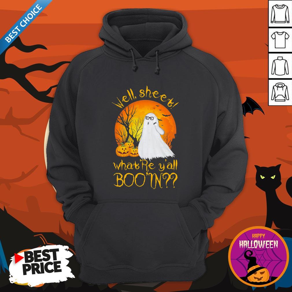 Well Sheet What're Y'all Boo In Ghost Pumpkin Sunset Halloween Shirt - Image 3