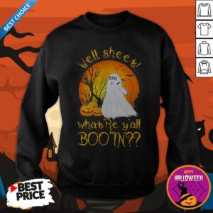 Alternative view of Well Sheet What're Y'all Boo In Ghost Pumpkin Sunset Halloween Shirt