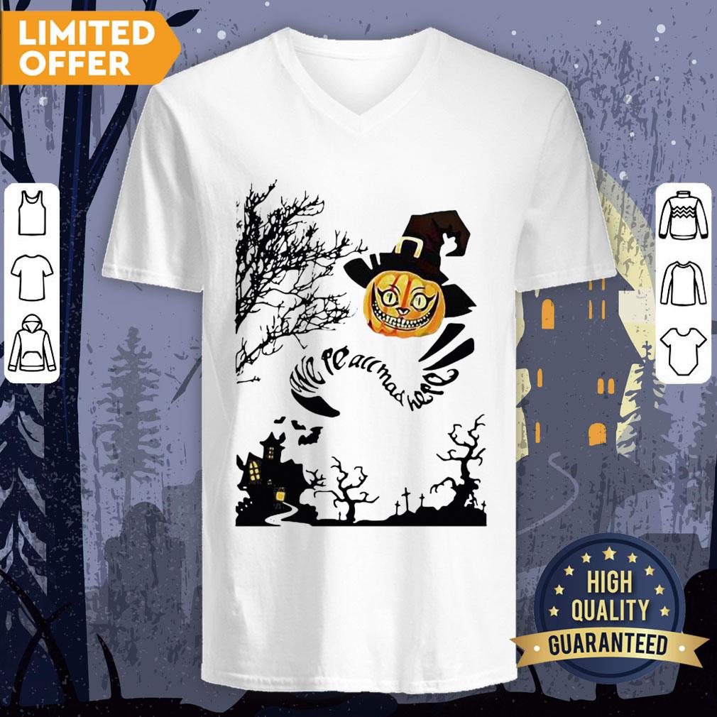We're All Mad Here Cat Pumpkin Witch Halloween Shirt - Image 2