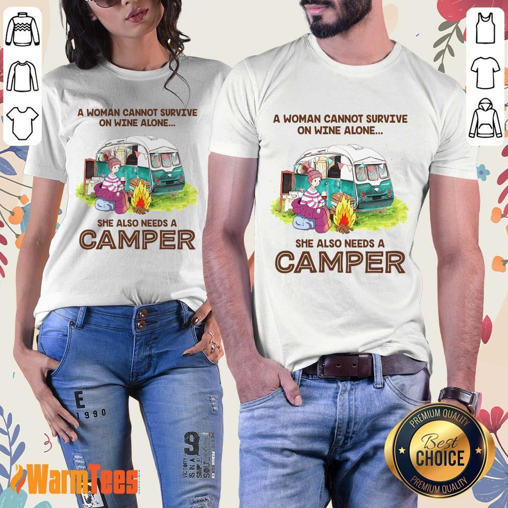 Wine Alone She Also Needs A Camper Shirt - Image 3