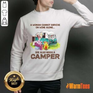 Alternative view of Wine Alone She Also Needs A Camper Shirt