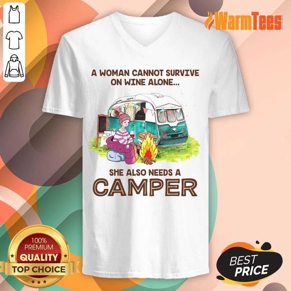 Wine Alone She Also Needs A Camper Shirt - Image 5