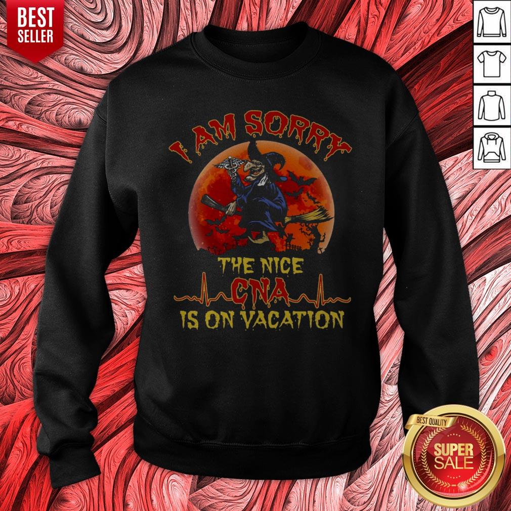 Witch I Am Sorry The Nice CNA Is On Vacation Moon Halloween Shirt - Image 2