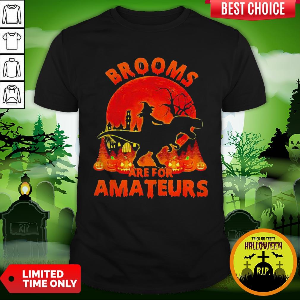 Witch Riding Dinosaurs Brooms Are For Amateurs Halloween Shirt