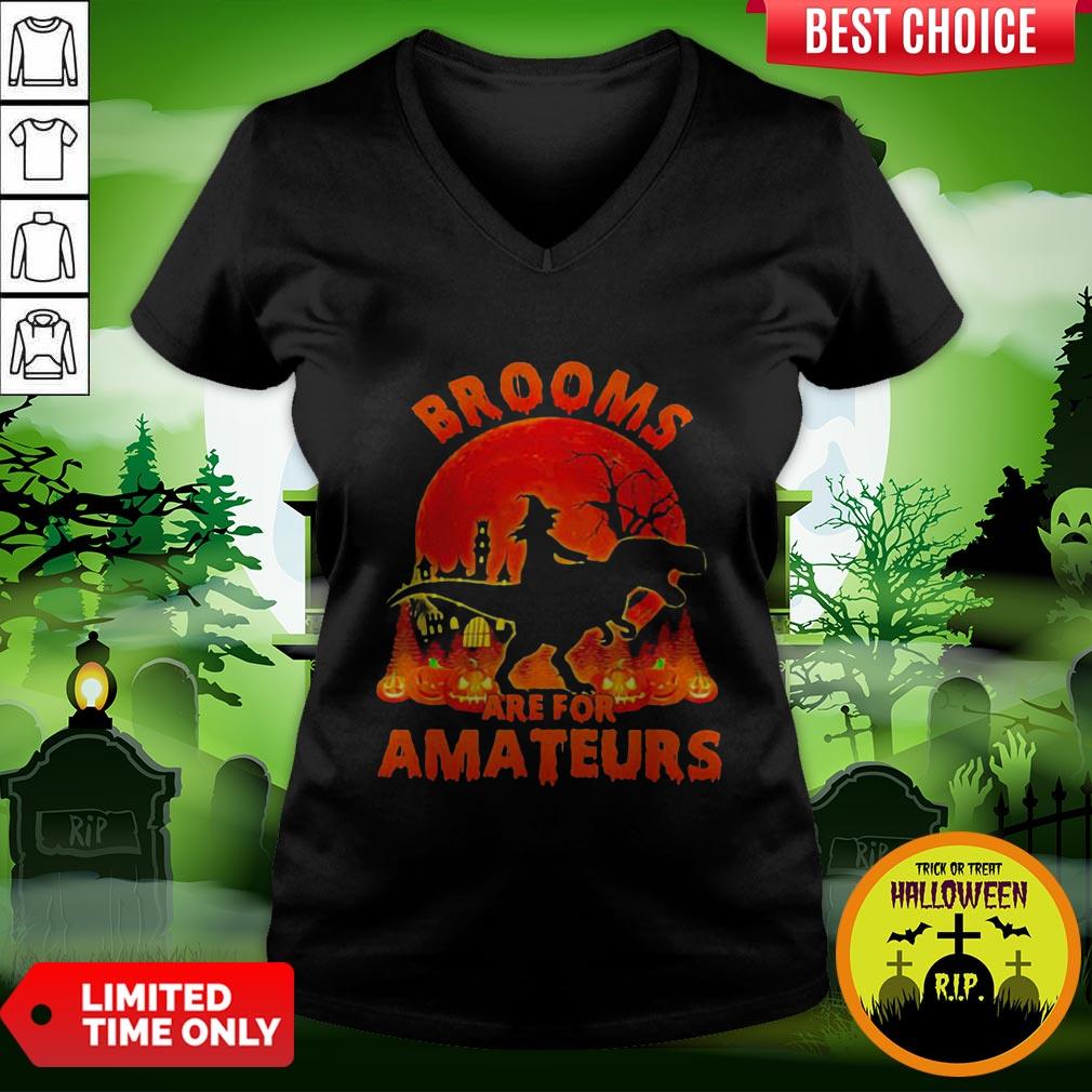 Witch Riding Dinosaurs Brooms Are For Amateurs Halloween Shirt - Image 2
