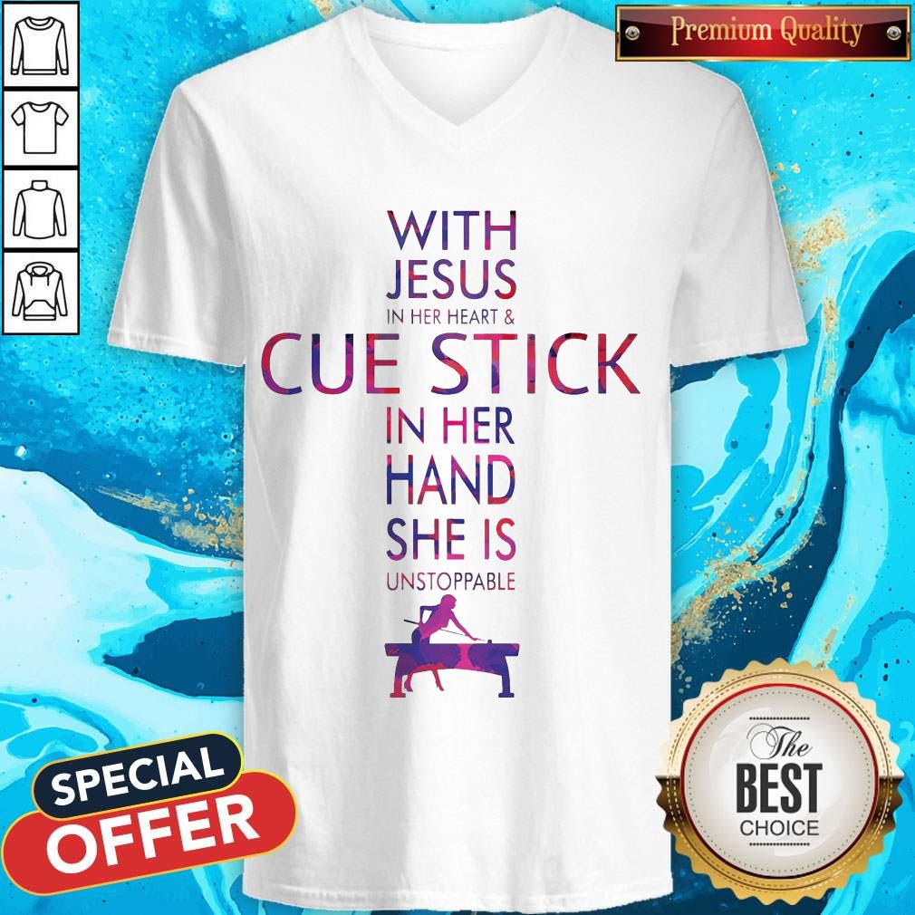 With Jesus In Her Heart And Cue Stick In Her Hand She Is Unstoppable Shirt - Image 2