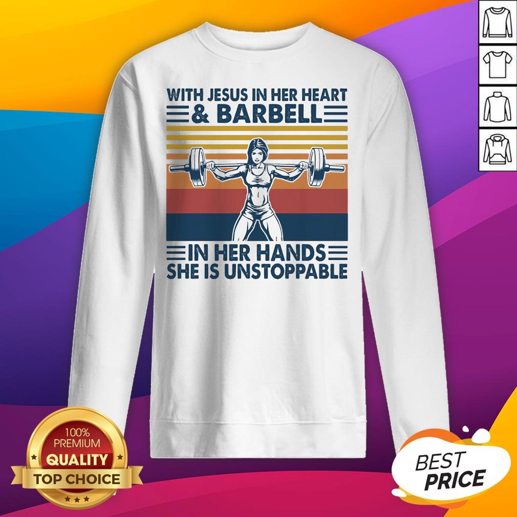With Jesus In Her Heart & Barball In Her Hands She Is Unstoppable Shirt - Image 2