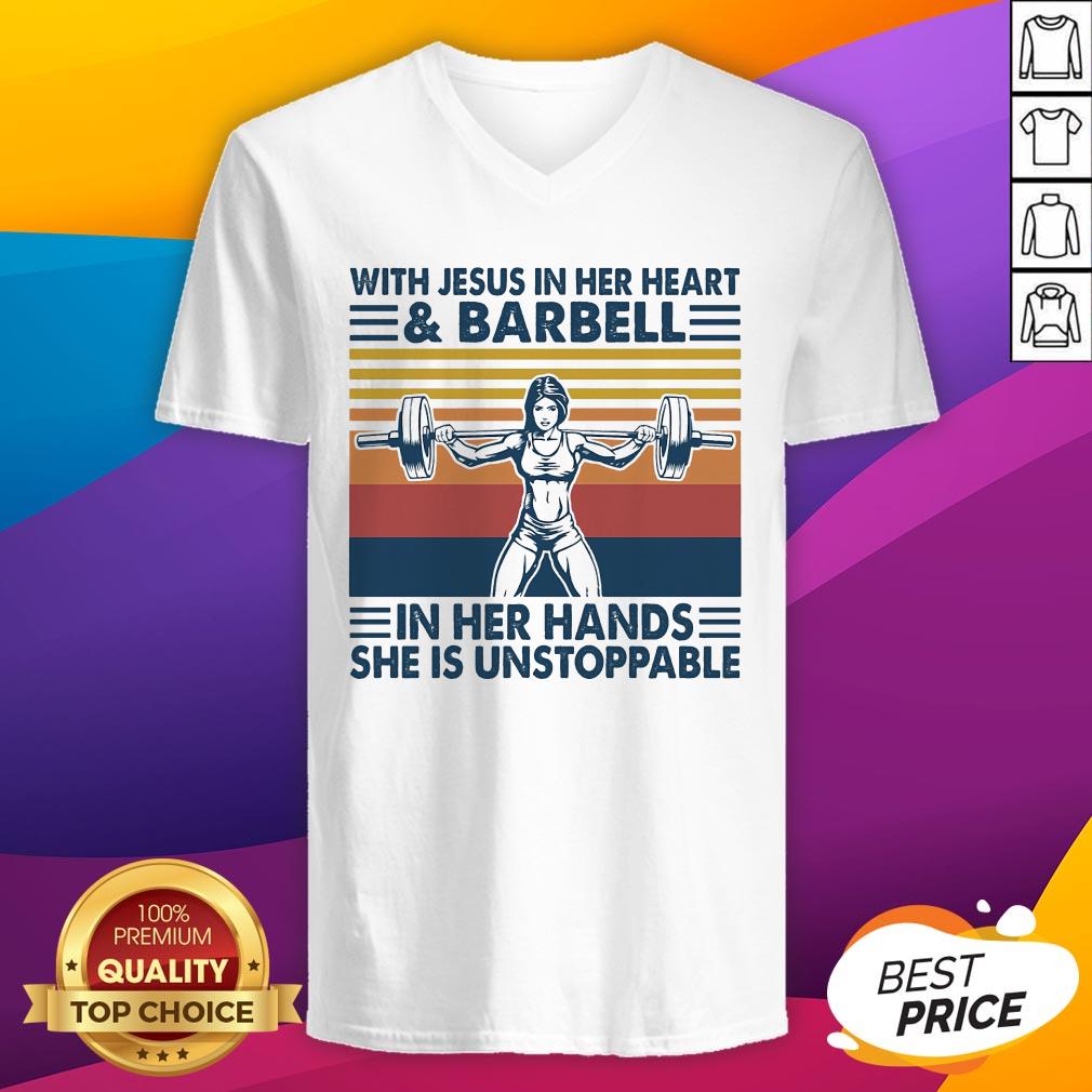 With Jesus In Her Heart & Barball In Her Hands She Is Unstoppable Shirt - Image 4