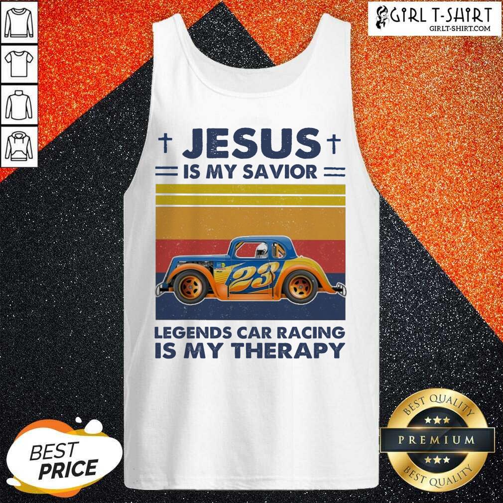 Wonder Jesus Is My Savior Legends Car Racing Is My Therapy Vintage Shirt - Image 3