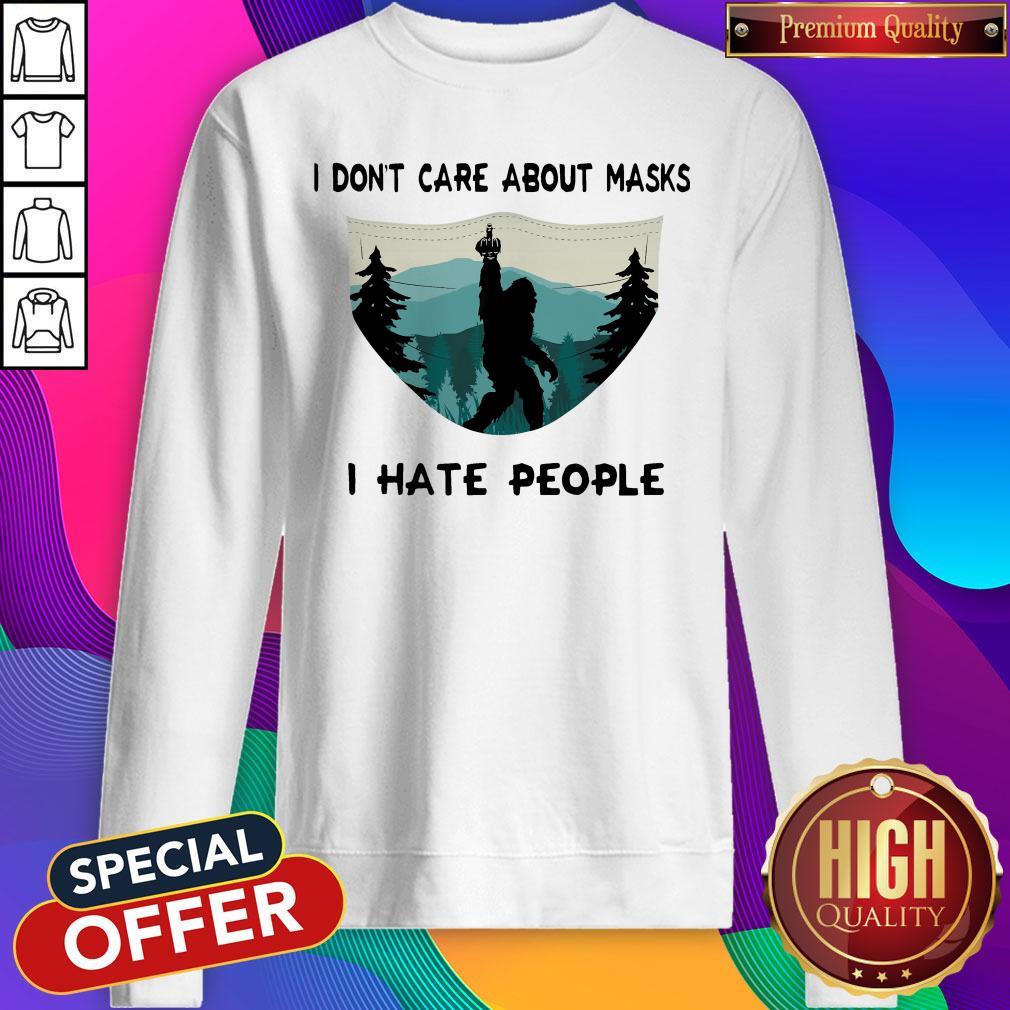 Wonderful Bigfoot I Don’t Care About Mask I Hate People Shirt - Image 4