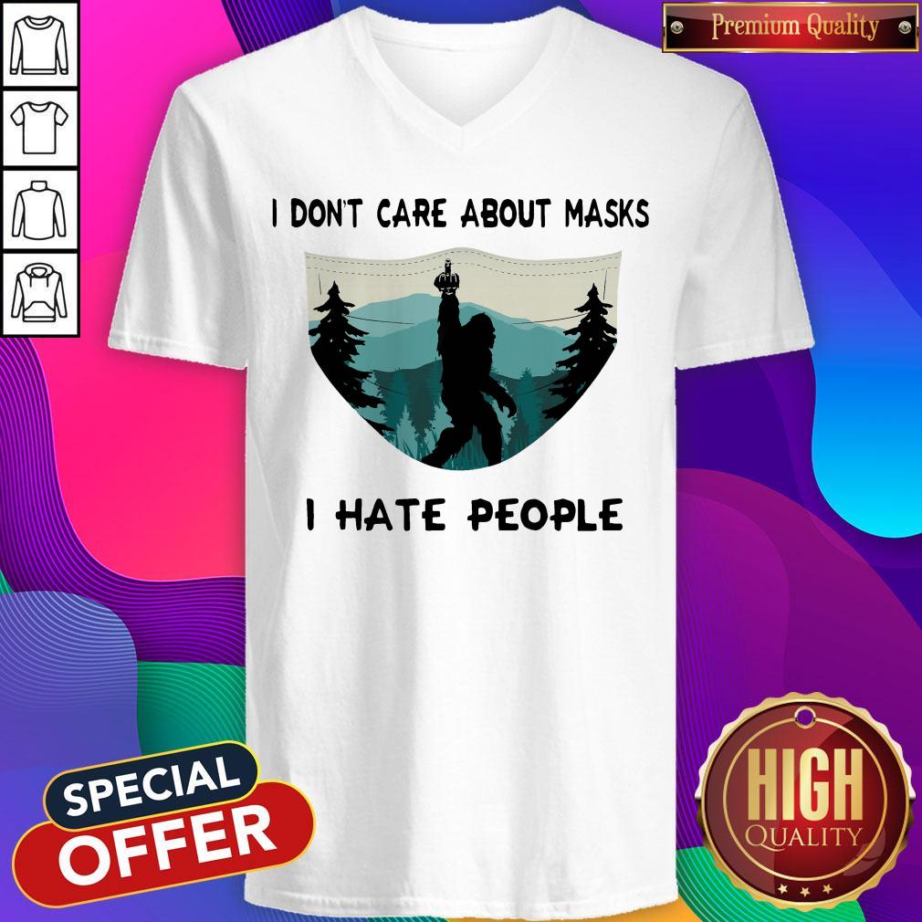 Wonderful Bigfoot I Don’t Care About Mask I Hate People Shirt - Image 2