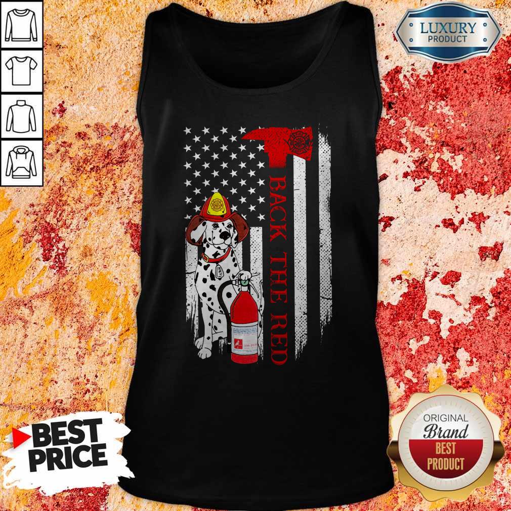 Wonderful Firefighter Dog Back The Red American Flag Shirt - Image 3