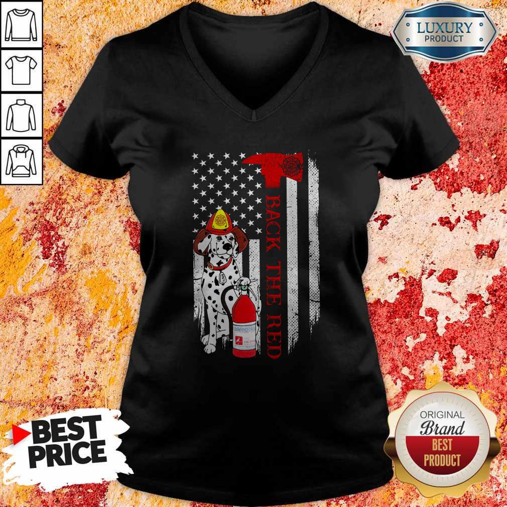 Wonderful Firefighter Dog Back The Red American Flag Shirt - Image 2