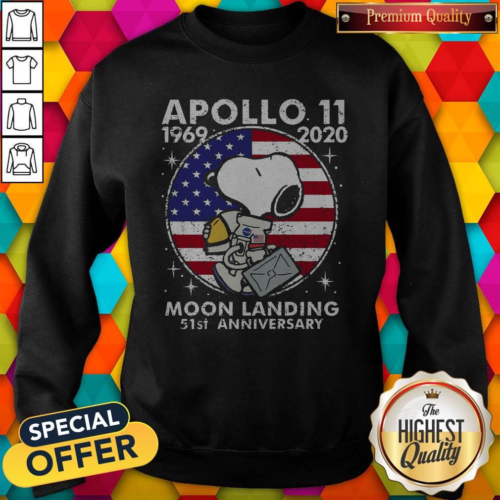 Wonderful Snoopy American Flag Apollo 11 1969 2020 Moon Landing 51st Anniversary Shirt - Image 4