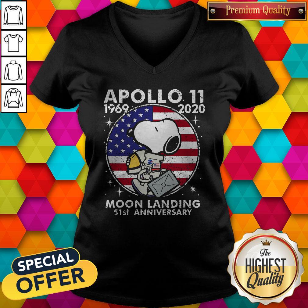 Wonderful Snoopy American Flag Apollo 11 1969 2020 Moon Landing 51st Anniversary Shirt - Image 2