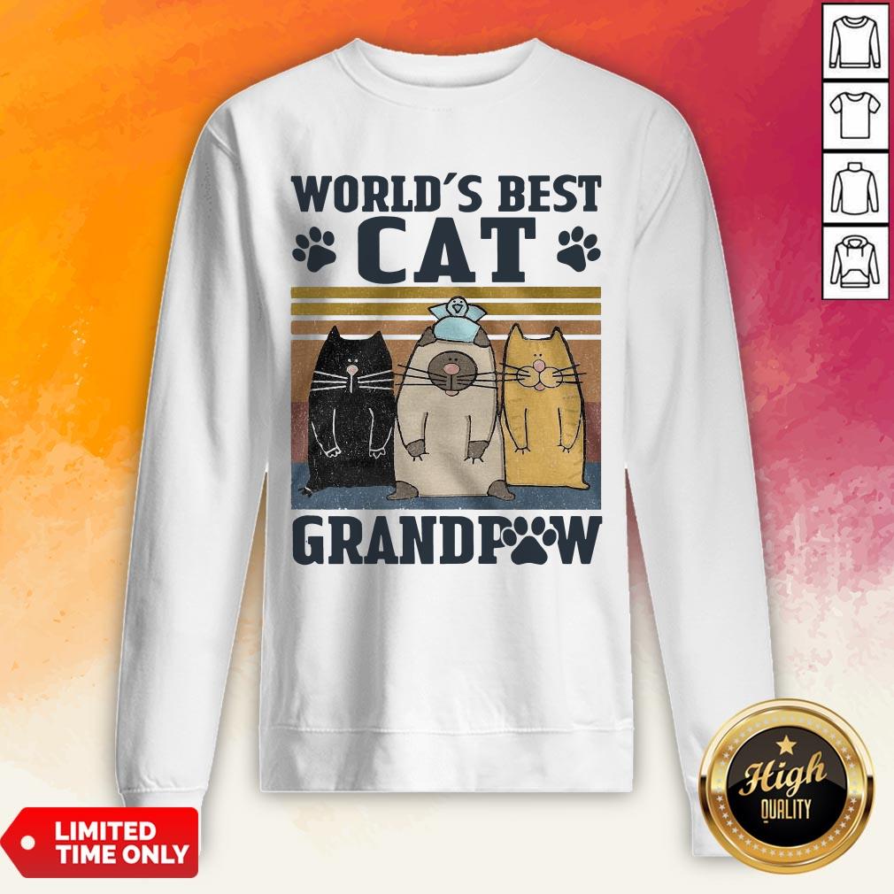 Worlds Best Cat Grandpaw Vintage Shirt - Image 5