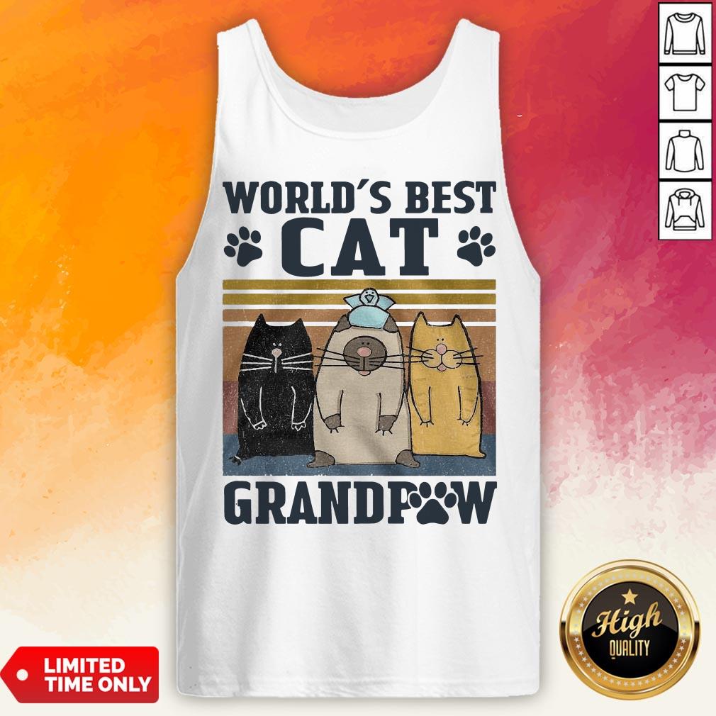 Worlds Best Cat Grandpaw Vintage Shirt - Image 4