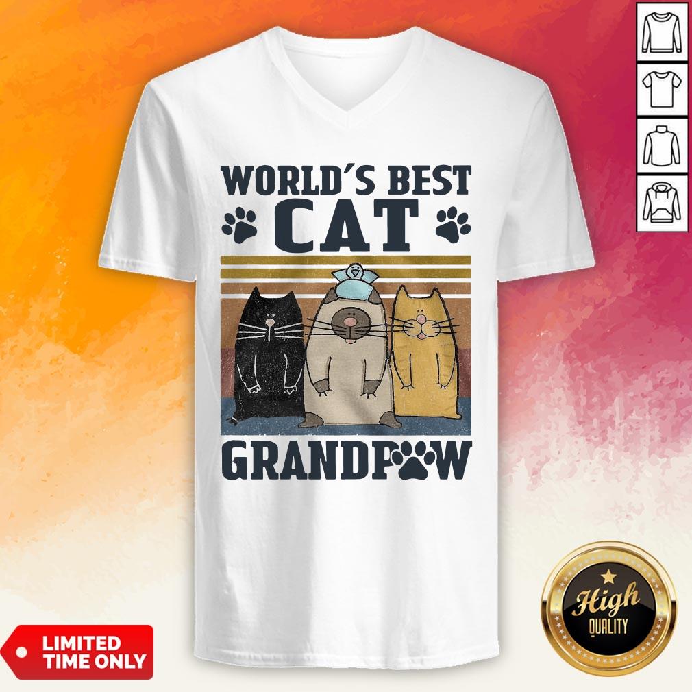 Worlds Best Cat Grandpaw Vintage Shirt - Image 3