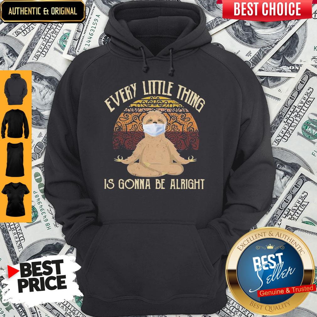 Yoga Sloth Mask Every Little Thing Is Gonna Be Alright Vintage Shirt - Image 5