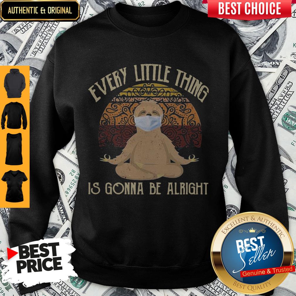 Yoga Sloth Mask Every Little Thing Is Gonna Be Alright Vintage Shirt - Image 4