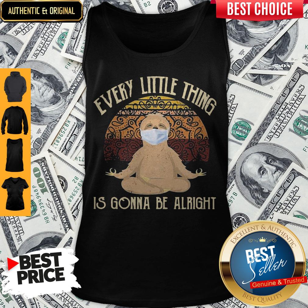 Yoga Sloth Mask Every Little Thing Is Gonna Be Alright Vintage Shirt - Image 3