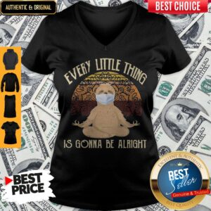 Alternative view of Yoga Sloth Mask Every Little Thing Is Gonna Be Alright Vintage Shirt