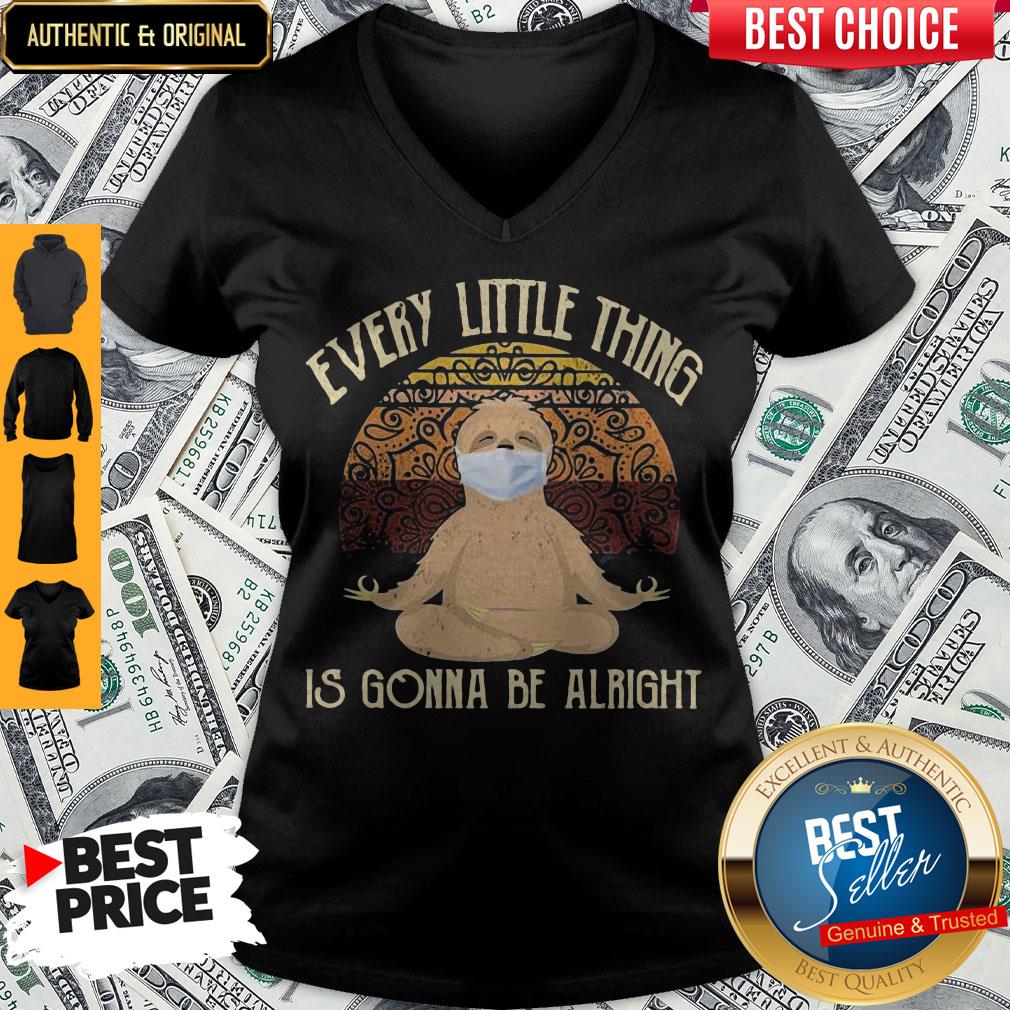 Yoga Sloth Mask Every Little Thing Is Gonna Be Alright Vintage Shirt - Image 2