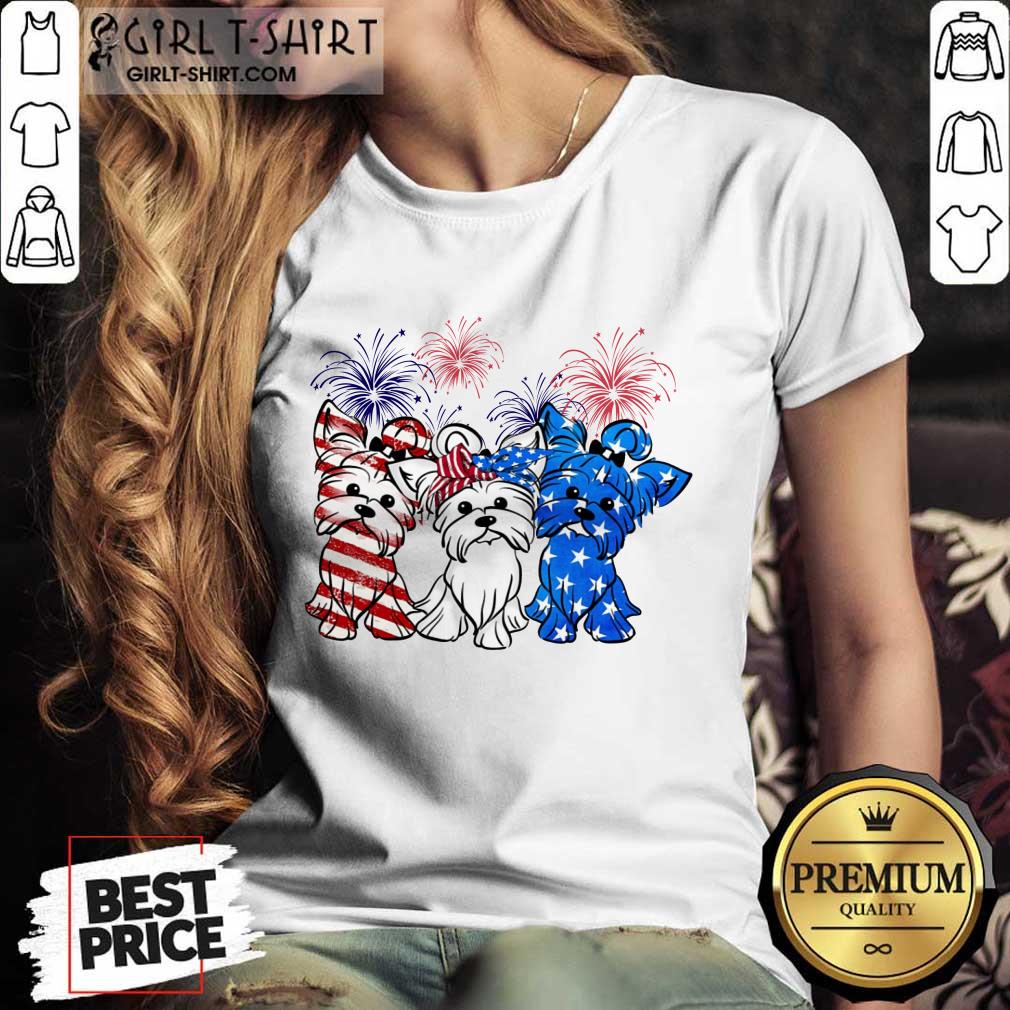 Yorkshire Terrier American Flag And Firework Shirt - Image 2