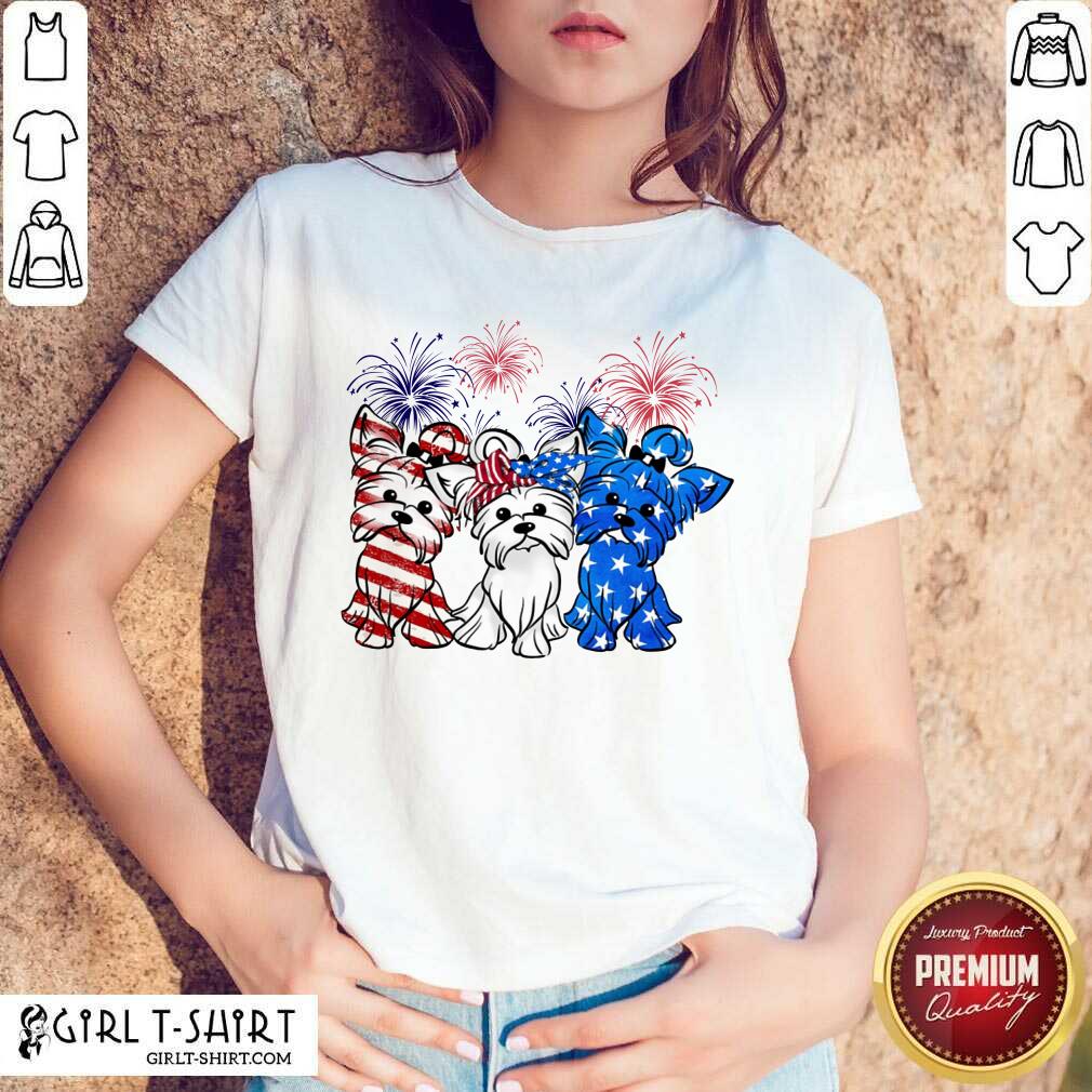 Yorkshire Terrier American Flag And Firework Shirt