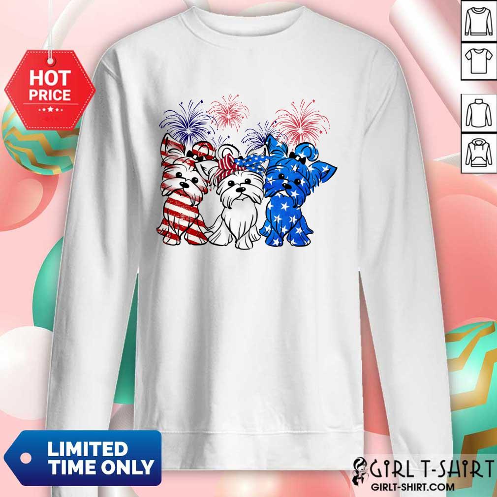 Yorkshire Terrier American Flag And Firework Shirt - Image 4