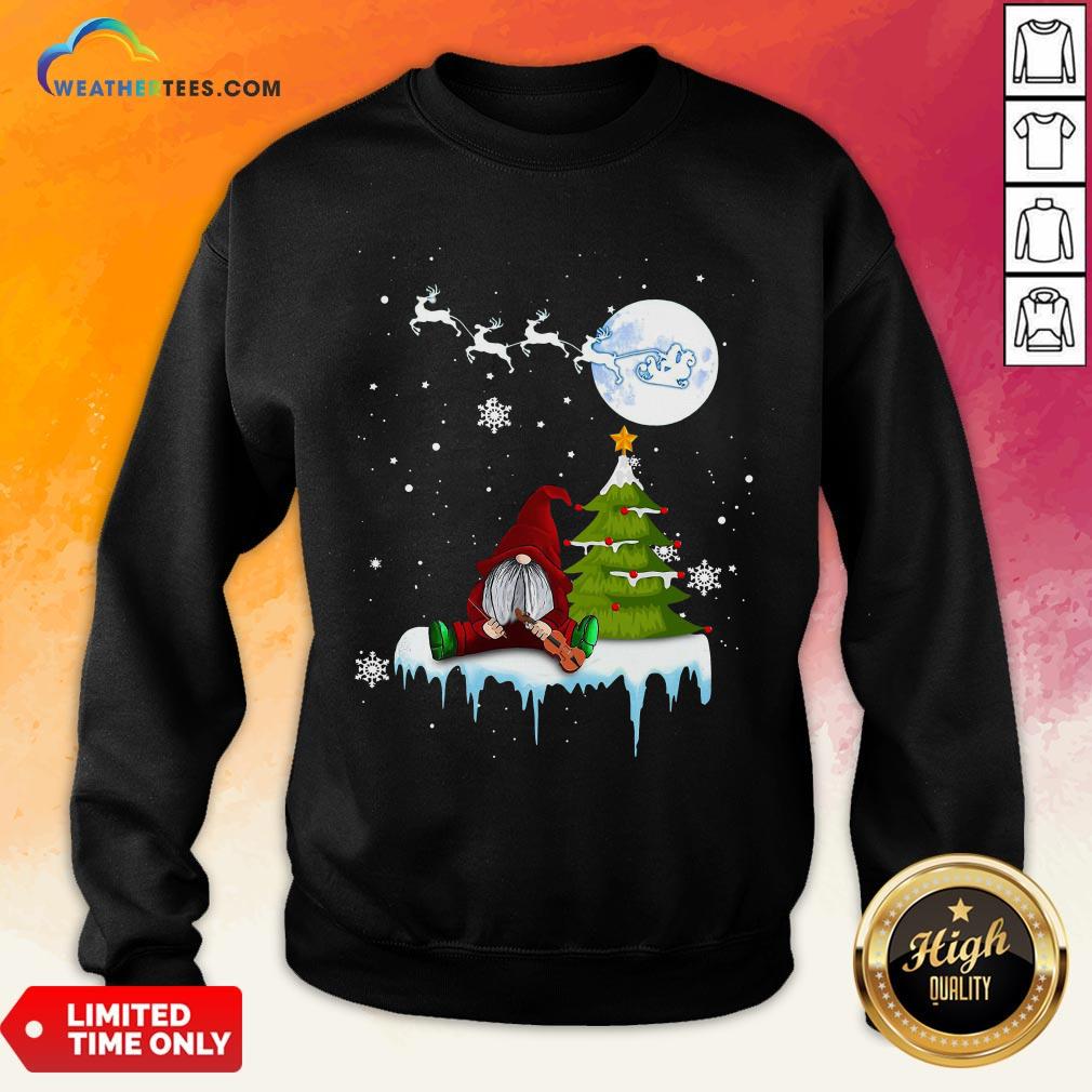 Young Funny Gnome Play Violin Merry Christmas Shirt - Image 5