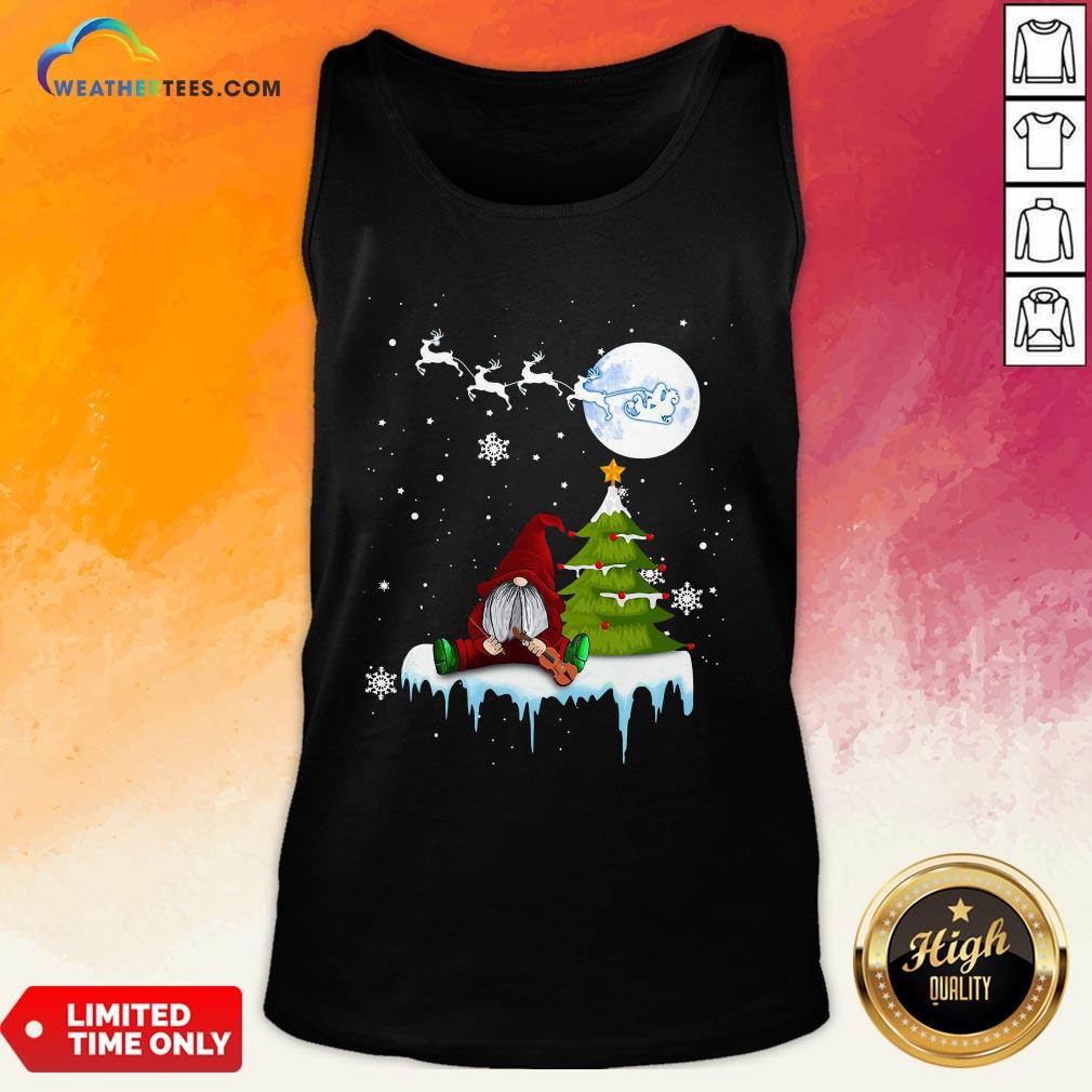 Young Funny Gnome Play Violin Merry Christmas Shirt - Image 4