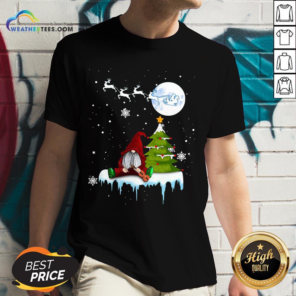 Young Funny Gnome Play Violin Merry Christmas Shirt - Image 3